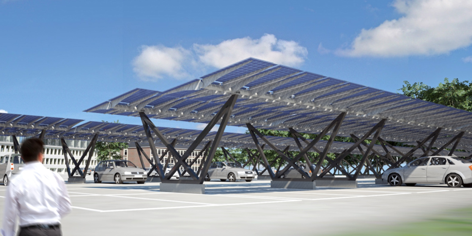 Parking lot with solar cells Smart Micro Grid, Campus project Belecke, smart grid, solar cells, parking cells